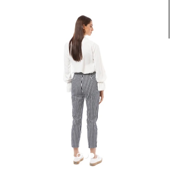 J crew Martie gingham Blue tappered nautical old money quiet luxury pants - Picture 3 of 7